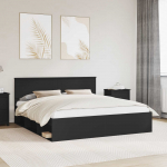 Voodiraam peatsiga Must 200 x 200 cm Tehispuit