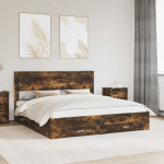 Voodiraam peatsiga Suitsetatud tamm 200 x 200 cm Tehispuit