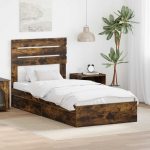 Laos voodi peaga Suitsetatud tamm 90 x 190 cm Tehispuit