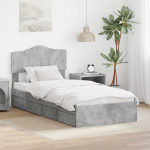 Laos voodi peaga sahtliga Betoonhall 90 x 190 cm Tehispuit