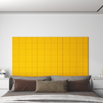 Seinapaneelid 12 tk, kollane, 60 x 15 cm, samet, 1,08 m&sup2;