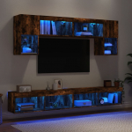 6-osaline telerikappide komplekt LED-tuledega, suitsutatud tamm