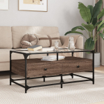 Diivanilaud klaasplaadiga, pruun tamm, 98,5x50x45cm, teras