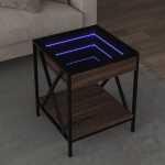 Diivanilaud LED-tuledega, pruun tamm, 40x40x49cm