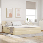 Voodi hoiukohaga ja madratsiga Kreem 200 x 200 cm Tehispuit