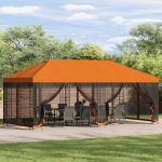 Paviljon k&uuml;lgseinadega 6 x 3 m Oranž Pol&uuml;ester ja teras 190