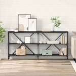 Konsoollaud riiuliga must tamm 160 x 30 x 75 cm tehispuit