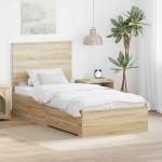 Voodiraam peatsiga sahtliga Sonoma tamm 90 x 200 cm Tehispuit