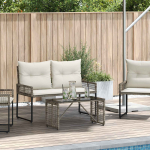 Aialaud Hall ja must 80 x 40 x 40 cm PE Rattan ja Klaas