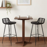 Baaritool 2 pcs Must 44 x 46 x 91 cm Rattan ja teras
