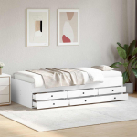 Voodiraam ladustamisega sahtliga Valge 80 x 200 cm Tehispuit