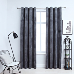 Pimendavad kardinad r&otilde;ngastega 2 tk samet antratsiit 140x245 cm