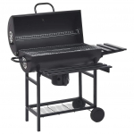 T&uuml;nnigrill rataste ja riiulitega, must, teras, 115 x 38 x 95 cm