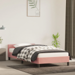 Voodiraam peatsiga ilma madratsita roosa 90x200 cm samet