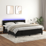 Kontinentaalvoodi madrats ja LED, must, 180x200 cm, samet