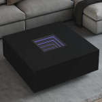 Diivanilaud LED-tuledega, must, 100x100x40cm
