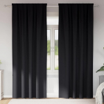 Kardinad r&otilde;ngastega 2 tk must 260 x 140 cm pol&uuml;ester