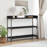 Konsoollaud riiuliga ladustamisega must tamm 100 x 30 x 80 cm