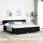 Kontinentaalvoodi must 200 x 200 cm polsterdus ja puit ja vaht