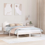 Voodiraam peatsiga Valge 140 x 200 cm Tahke m&auml;nd