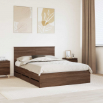 Voodi raam sahtliga peaga pruun tamme 140 x 190 cm inseneripuit