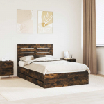 Voodiraam sahtliga suitsetatud tamm 135 x 190 cm inseneripuit