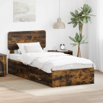 Voodiraam peatsiga Suitsetatud tamm 90 x 190 cm Tehispuit