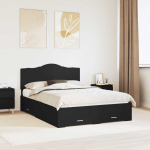 Voodiraam peatsiga sahtliga Must 140 x 190 cm Tehispuit