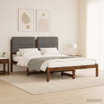 Voodiraam Pehme Peatoega Tumepruun ja helehall 120 x 190 cm