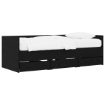 Voodiraam ladustamisega Must tamm 80 x 200 cm Tehispuit