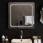 LED vannitoa peegel L&auml;bipaistev 60 x 60 cm karastatud klaas