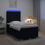 Vedruvoodi madratsiga LED-ribadega must 120 x 200 cm kangas