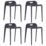 Virnastatavad taburetid 4 tk, must, plast