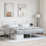 Metallist voodiraam peatsiga, valge, 183x213 cm
