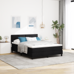 Voodiraam koos madratsiga must, valge kangas 140 x 190 cm madrats