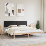 Voodiraam Pehme Peatoega peaga Must 200 x 200 cm Tahke m&auml;nd