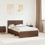 Voodiraam peatsiga pruun tamme 137 x 203 cm tehispuit