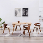 S&ouml;&ouml;gitoolid 4 tk, kreemjasvalge, painutatud puit ja kunstnahk
