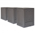Aiakompostrid 3 tk, pruun, 60 x 60 x 83 cm, 900 l, plastrotang