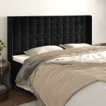 Voodipeats servadega, must, 163x16x118/128 cm, samet