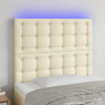 LED-voodipeats, kreemjas, 100x5x118/128 cm, kunstnahk