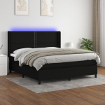 Kontinentaalvoodi madrats ja LED, must, 180x200 cm, kangas