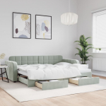 V&auml;ljat&otilde;mmatav diivanvoodi, helehall, 80x200 cm, samet