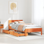 Voodiraam ilma madratsita, vahapruun, 75 x 190 cm, m&auml;nnipuit