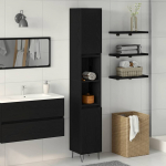 Vannitoa kapp riiuliga must tamm 30 x 30 x 190 cm tehispuit
