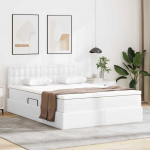 Voodi hoiukohaga ja madratsiga peaga PUHAS VALGE 140 x 200 cm