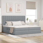 Voodi hoiukohaga ja madratsiga Helehall 200 x 200 cm Pol&uuml;ester