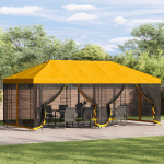 Paviljon k&uuml;lgseinadega 6 x 3 m Kollane Pol&uuml;ester ja teras 190