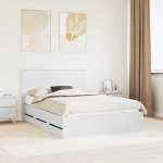 Voodiraam sahtliga peaga valge 150 x 200 cm inseneripuit