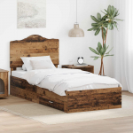 Voodiraam peatsiga sahtliga Vana puit 90 x 200 cm Tehispuit